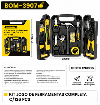 BOMVINK - MALETA DE FERRAMENTAS COM 126 PEÇAS