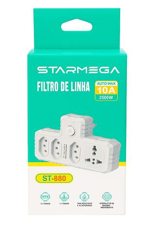 STARMEGA - FILTRO DE LINHA / EXTENSAO 4 TOMADAS USB 2.1A - ST-880