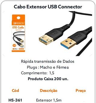 CABO USB MACHO + USB FEMEA