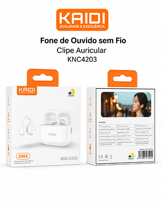 KAIDI - FONE DE OUVIDO SEM FIO OWS BLUETOOTH CLIPE AURICULAR
