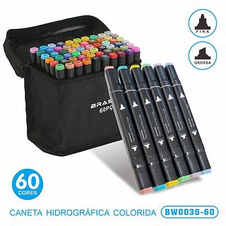 ESTOJO COM 60 CORES - CANETA HIDROGRÁFICA COLORIDA