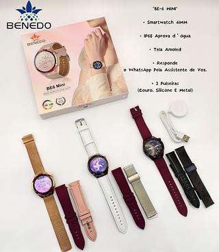 SMARTWATCH RELOGIO BENEDO BE6 MINI COM 3 PULSEIRAS