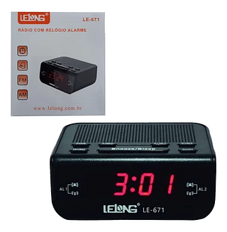LELONG - RADIO AM / FM COM RELOGIO ALARME - LE-671 | 674