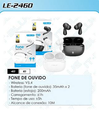 IT BLUE - FONE DE OUVIDO SEM FIO BT 5.4 COM BORRACHA 2460