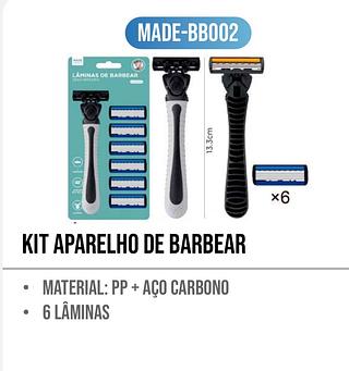 KIT APARELHO DE BARBEAR COM 6 LAMINAS