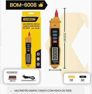 BOMVINK - MULTIMETRO DIGITAL CANETA COM PONTA DE TESTE - BOM-6008