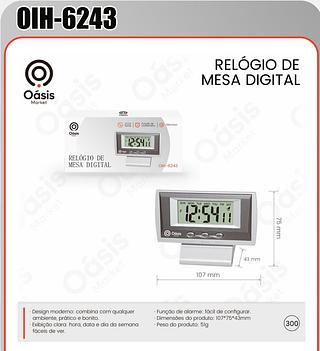 RELÓGIO DE MESA DIGITAL OÁSIS OIH-6243