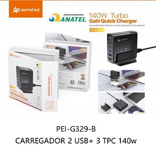 PEINING - CARREGADOR TURBO 2 USB + 3 TIPO-C 140W