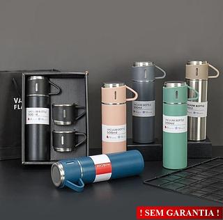 KIT GARRAFA TERMICA 500ML + 3 XICARAS - SEM GARANTIA