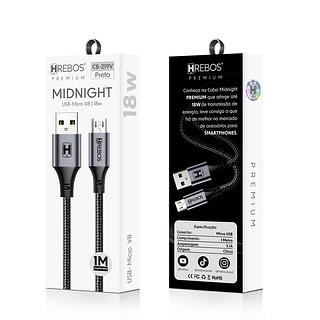 HREBOS - CABO MIDNIGHT USB-V8 1 METRO - CB-219V