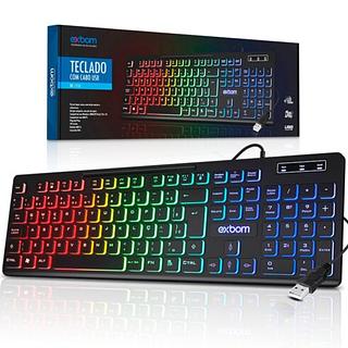 EXBOM - TECLADO GAMER USB MULTIMIDIA RGB - BK-155C