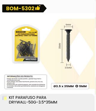 KIT PARAFUSO PARA DRYWALL-50G-3.5*35MM