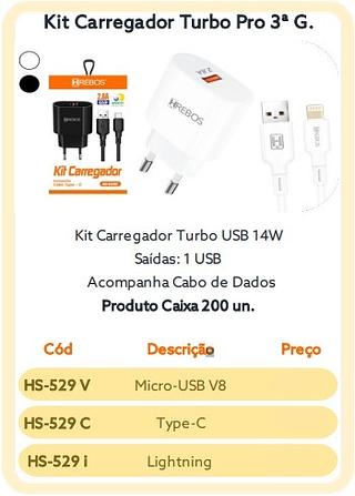 CARREGADOR HREBOS 14W iPHONE HS-529A