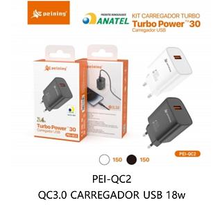 PEINING - FONTE / CARREGADOR TURBO 3.4v 18w - PEI-QC2