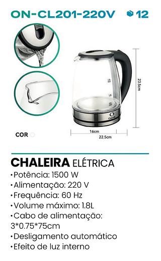 ONISTEK - CHALEIRA DE VIDRO 220V - ON-CL201