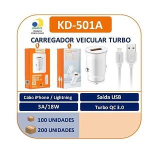 CARREGADOR VEICULAR KAIDI CARRO iOS - 501A