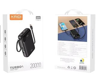 KAIDI - PORTATIL POWER BANK TURBO COM 2 CABOS EMBUTIDOS 20.000MAH KAIDI CS-922