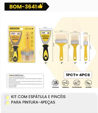 BOMVINK - KIT COM ESPATULA E PINCEIS 4 PEÇAS