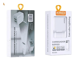KAIDI - CARREGADOR DE TOMADA 12W 2.4A iOS