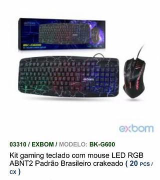 KIT TECLADO COM MOUSE LED