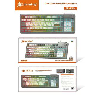 PEINING - TECLADO GAMER PROFISSIONAL TECLAS COLORIDAS POR FUNÇÃO + ILUMINAÇÃO RGB DINAMICA - PEI-FR01