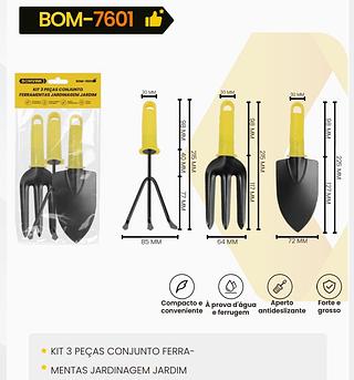 BONVINK - KIT COM 3 PEÇAS PARA JARDINAGEM - BOM-7601