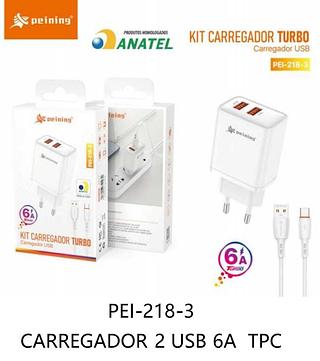 PEINING - CARREGADOR 2 USB TC - PEI-218-3