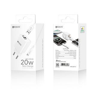 HREBOS - CARREGADOR NEO CHARGE + CABO USB/TC