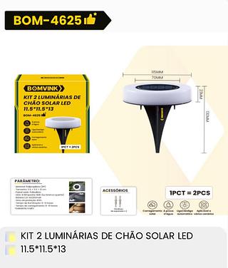 KIT 2 LUMINARIAS DE CHAO SOLAR