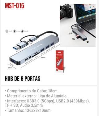 HUB ADAPTADOR USB / TC 8 PORTAS ( USB / P3 / C.MEMORIA / USB-C ) - MST-015