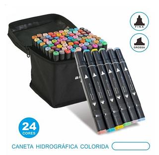 ESTOJO COM 24 CORES - CANETA HIDROGRÁFICA COLORIDA