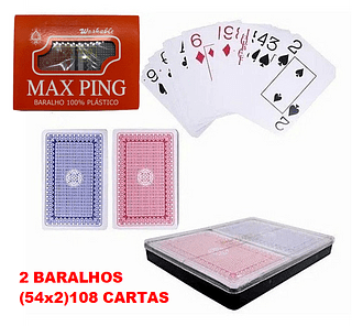 KIT 2 BARALHOS C/108 CARTAS