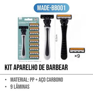 KIT APARELHO DE BARBEAR COM 9 LAMINAS