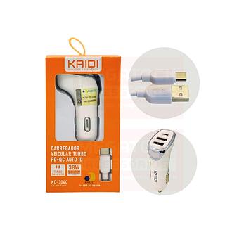KAIDI - CARREGADOR VEICULAR + CABO TC - KD-304C