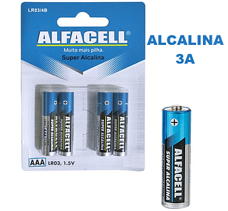 ALFACELL - PILHA ALCALINA 3A - LR03/4B