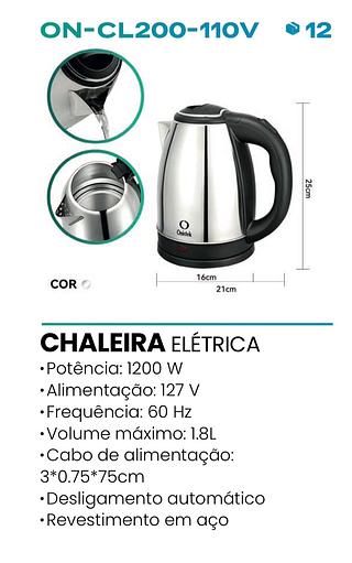 ONISTEK - CHALEIRA ELETRICA DE INOX 110V - ON-CL201