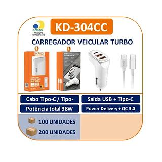 KAIDI - CARREGADOR VEICULAR + CABO TC / TC - KD-304CC