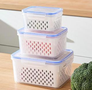 KIT 3 POTES PARA GELADEIRA ALIMENTOS E VEGETAIS