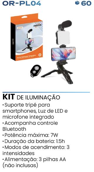 TRIPE - KIT ILUMINAÇÃO E MICROFONE PARA EM FOTO E VIDEO - OR-PL04