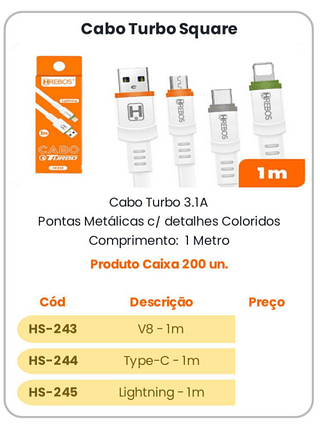 HREBOS - CABO V8 1M - HS-243