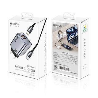 HREBOS - CARREGADOR 20W + CABO TYPE-C + LIGHTNING