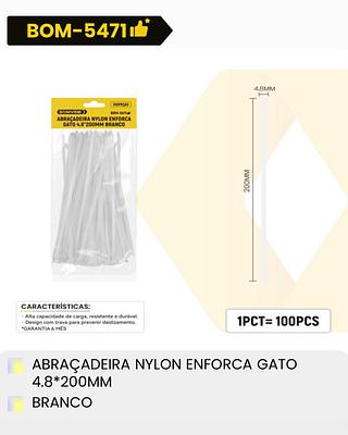ABRAÇADEIRA NYLON ENFORCA GATO 4,8 200MMBRANCO