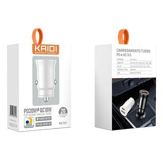 KAIDI - FONTE/CARREGADOR VEICULAR USB A + USB C