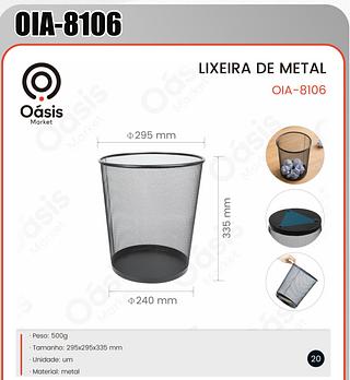 LIXEIRA DE METAL OÁSIS OIA-8106