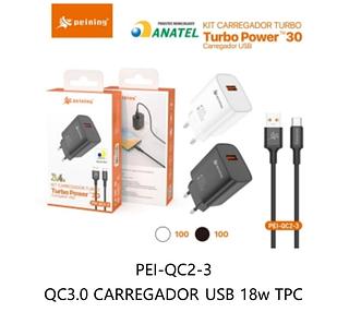 PEINING - CARREGADOR TURBO 3.4v 18w TC - PEI-QC2-3 TC