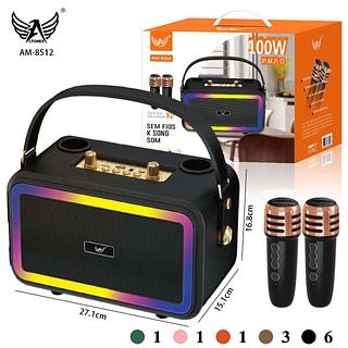 ALTOMEX - CAIXA DE SOM 100W BLUETOOTH COM 2 MICROFONES SEM FIO - AM-8512