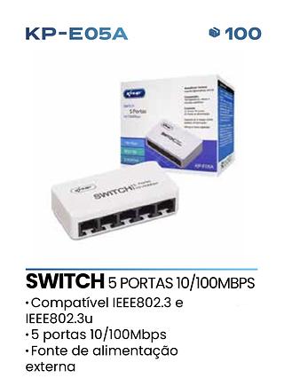 KNUP - SWITCH 5 PORTAS 100Mbps - KP-E05A