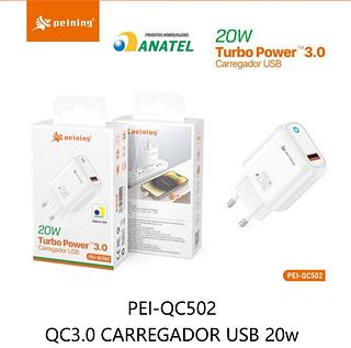 PEINING - FONTE TURBO POWER 3.0 20W USB - PEI-QC502