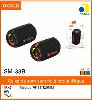 AGOLD - CAIXA DE SOM IPX6 5W