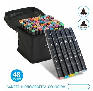 ESTOJO COM 48 CORES - CANETA HIDROGRÁFICA COLORIDA